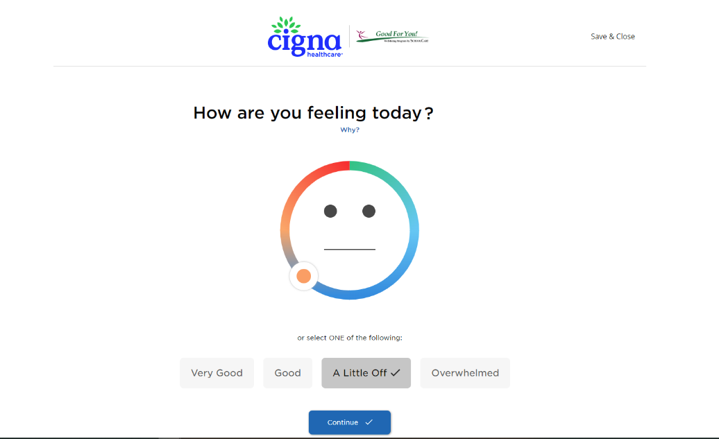 How are you feeling screen on guided navigation